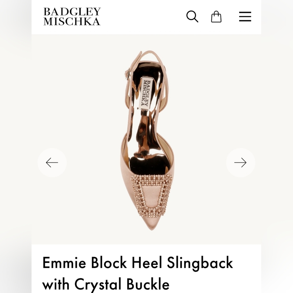 Badgley Mischka Gold Slingback Heels with Crystal Embellishment.